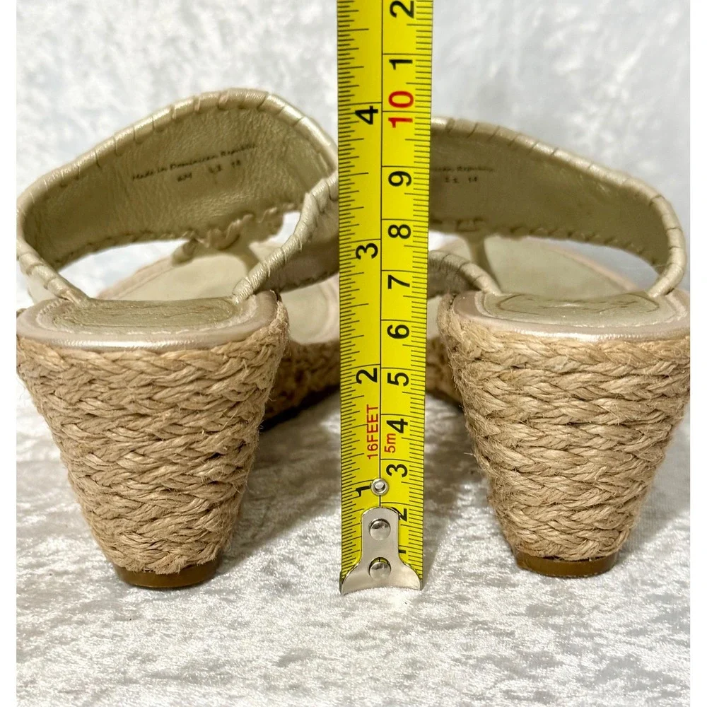 Jack Rogers Gold Marbella Metallic Leather Espadrille Wedge Sandals Womens Sz 6M